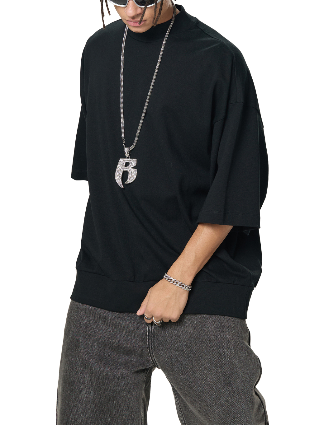 Oversized Mock Neck T-Shirt – Essential Streetwear | Tapstitch-4